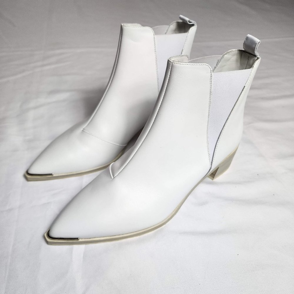 Acne Studios White Leather Jensen Ankle Boots Size 40